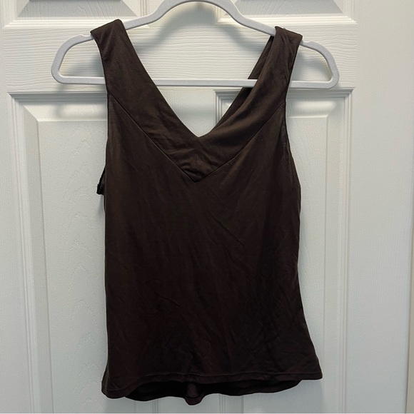 George Ladies M (8/10) Chocolate Brown Tank Top with Sequin Beaded V-Neck - Picture 4 of 4